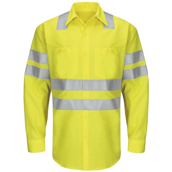 Long Sleeve-Hi-Visibility Ripstop Work Shirt - Class 3 Level 2 | Work ...