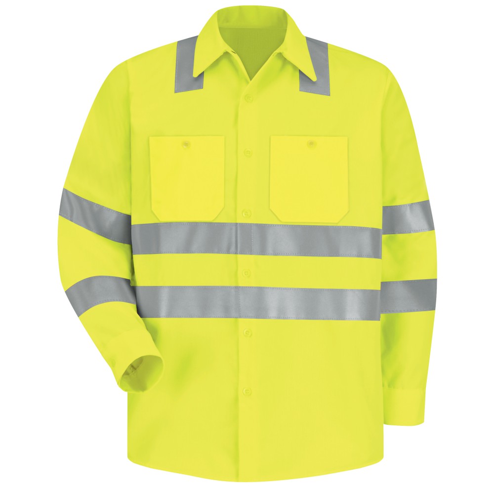 Men's Hi-Visibility Long Sleeve Work Shirt - Type R, Class 3 | Work ...