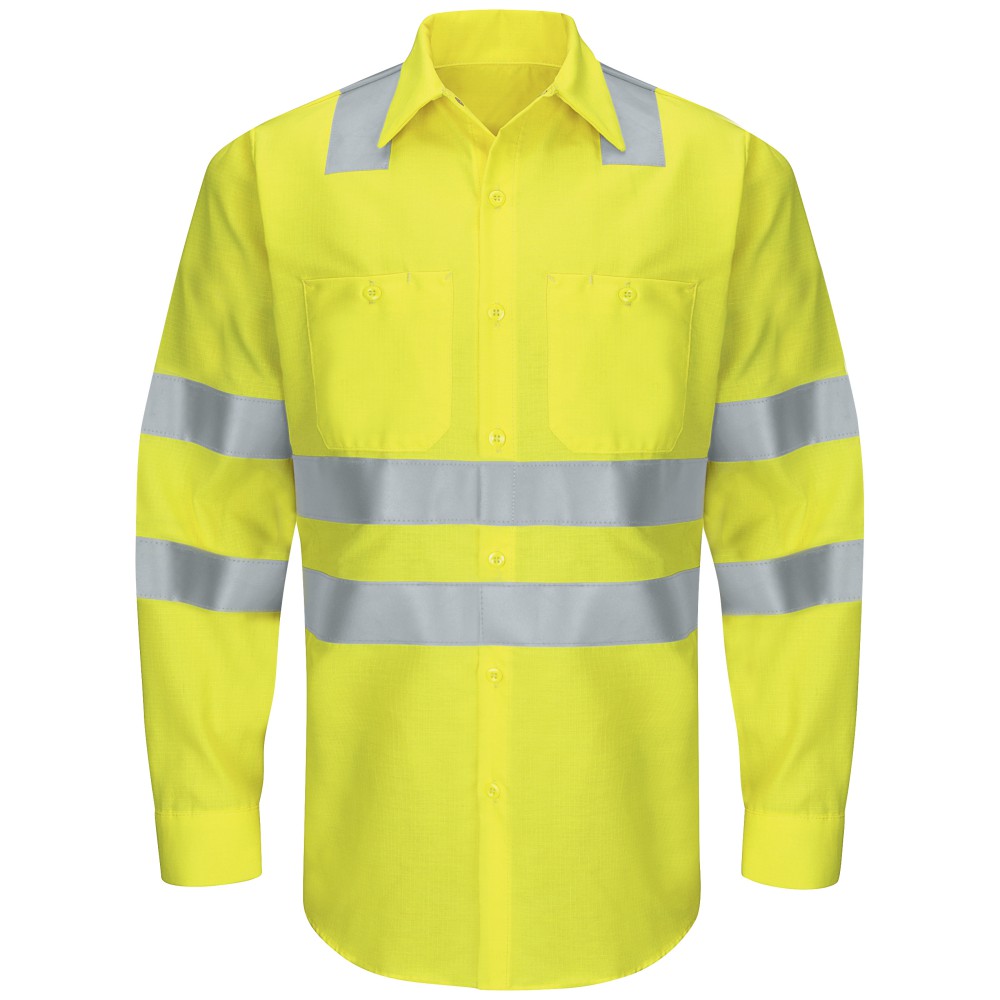 Men's Hi-Visibility Long Sleeve Ripstop Work Shirt - Type R, Class 3 ...